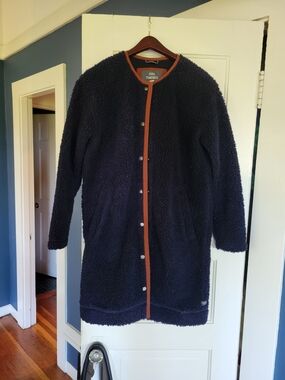 Toad&Co Navy Sherpa Jacket with Rust Trim